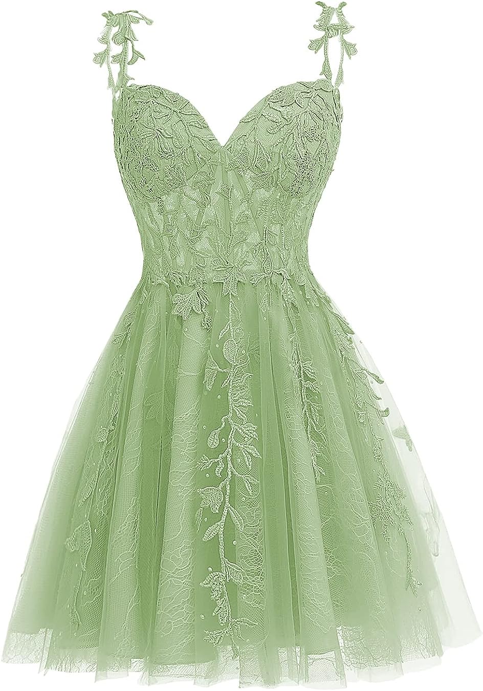 Sage Green Short Prom Dress,2023 Lace Hoco Dress for Girls SP2394