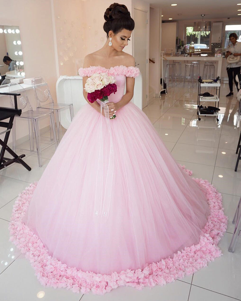 Pink cinderella shop wedding dress