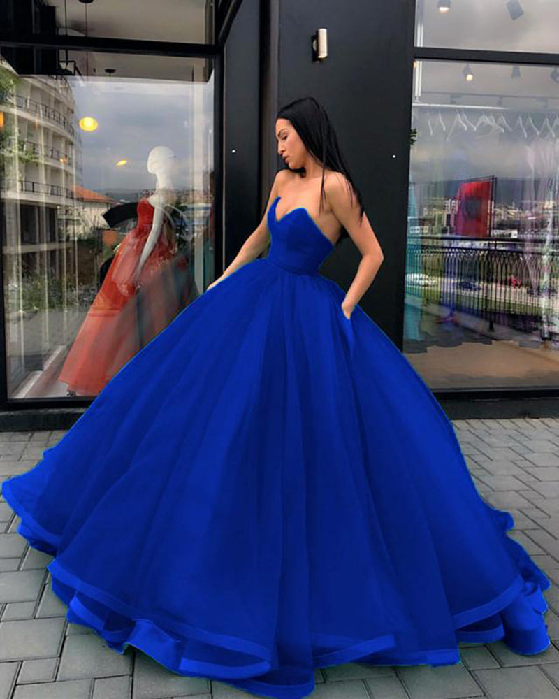 Tween Dresses Strapless Royal Blue