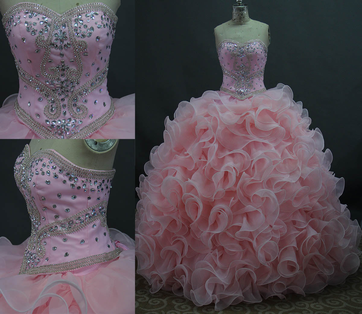 pink puffy quinceanera dresses