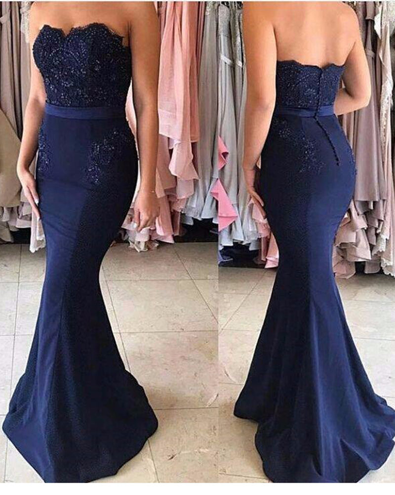 Navy sweetheart bridesmaid dress best sale