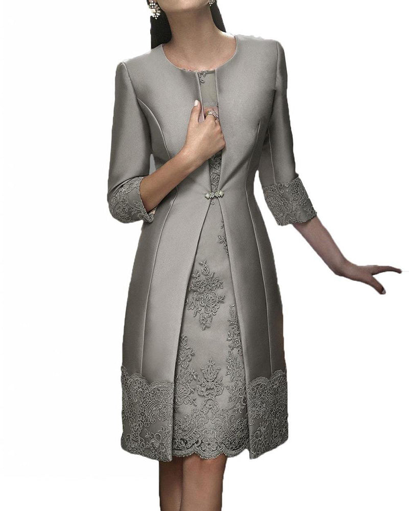 Gray lace sheath dress best sale