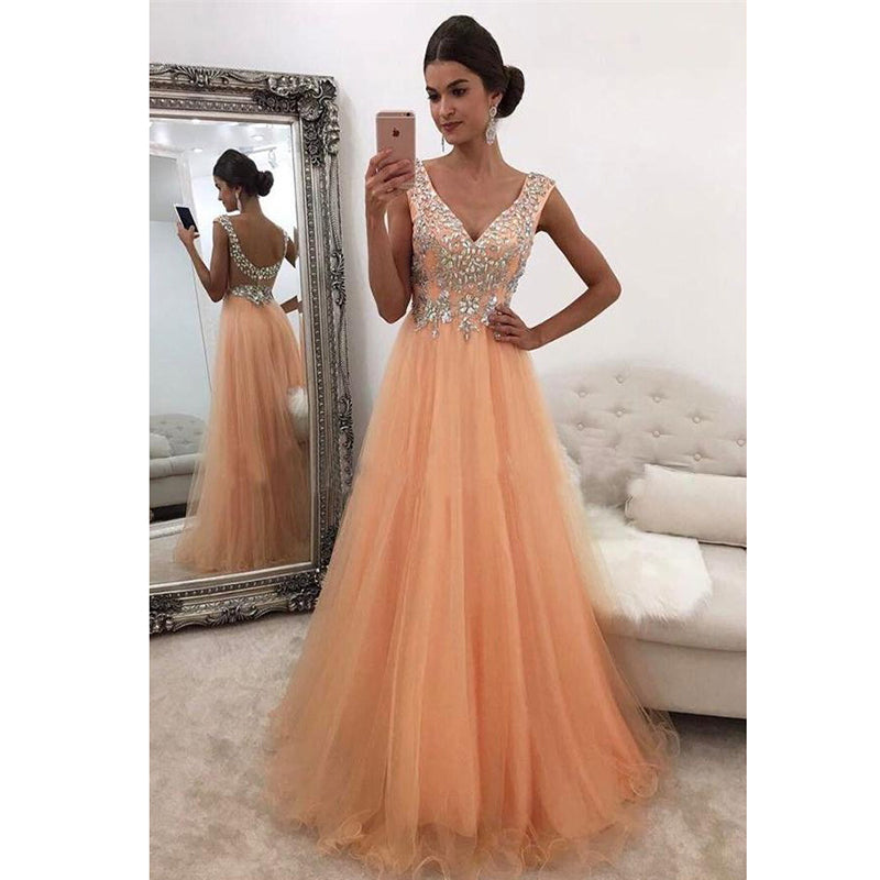 Beaded Coral Prom Dresses