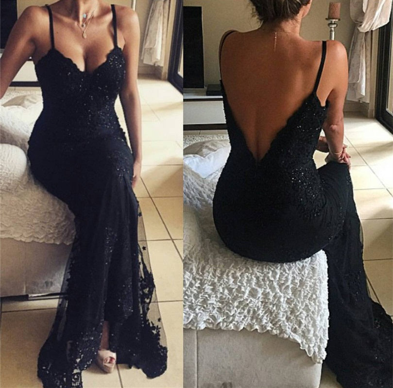 Tumblr Fitting Black Long Evening Dresses