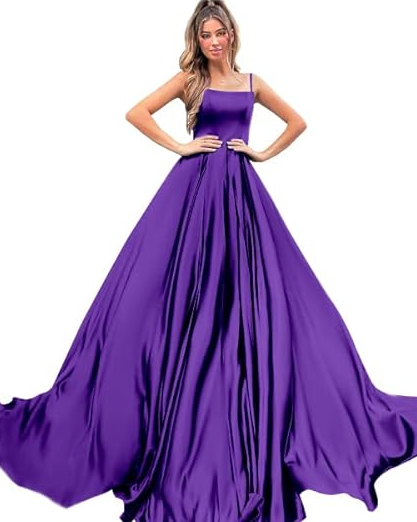 Flowy Silk Evening Long Dress Satin Long Backless Pleated Formal Gown Evening Party