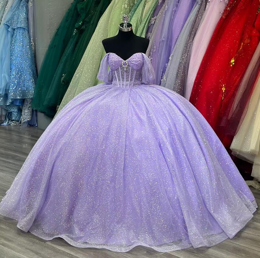 Lavender Wedding Dress sequins ball gown Prom Gown Quinceanera Dress Birthday Party Gowns PL25176