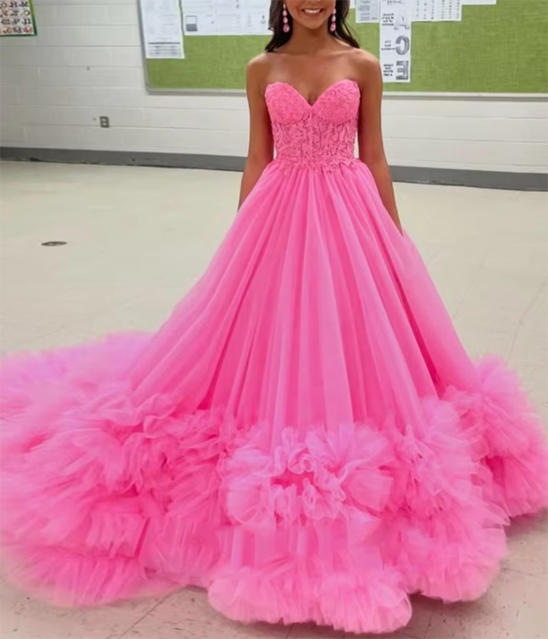 Hot Pink Sweetheart Prom Dress 2025 PL2518