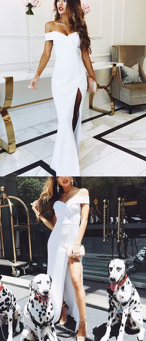 White Fitted Prom Dress