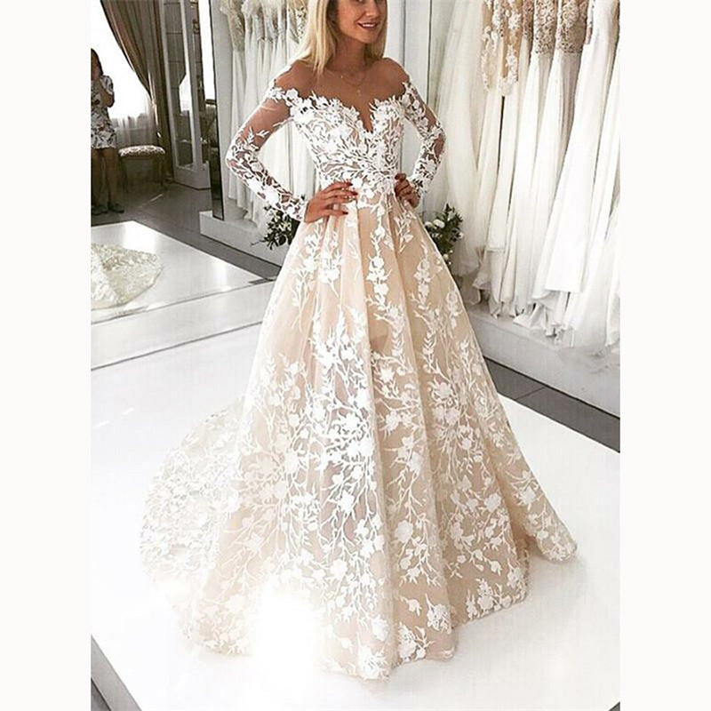 Cream wedding dresses with sleeves best sale