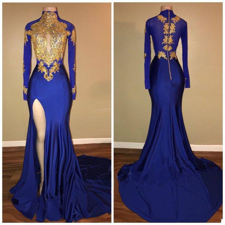 Royal on sale blue and gold girls formal dress