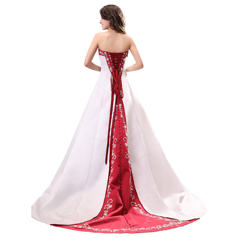 Red and White Corset Wedding Dresses