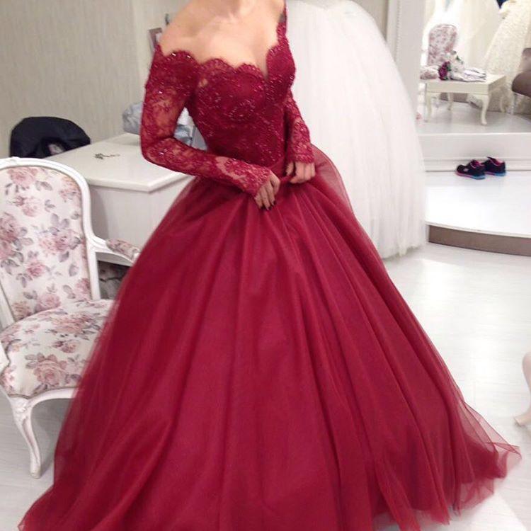 LP3339 Dreamy Off the Shoulder Burgundy Prom Dresses Long Sleeves A Li Siaoryne