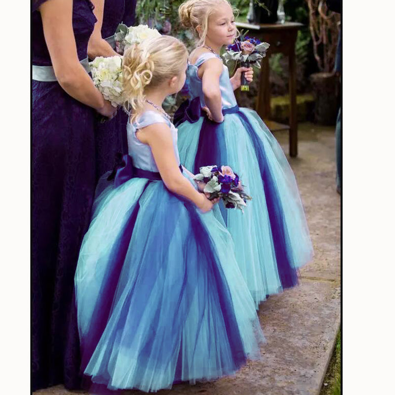 LP3379 Country Style Two Tunes Colorful Flower Girls Dress Little Girl Siaoryne