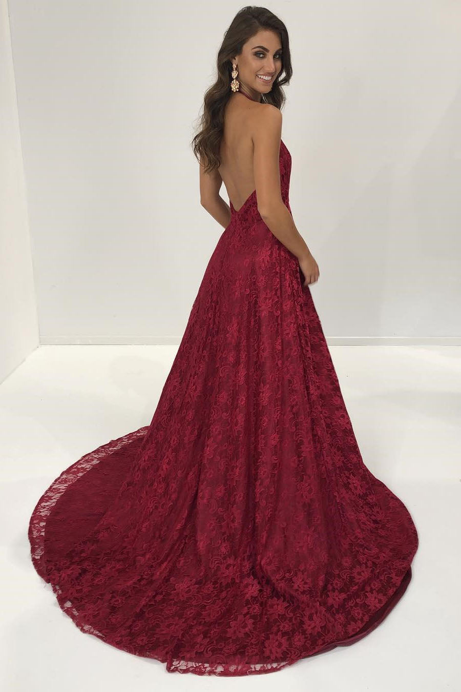 Dark Red Halter Dress