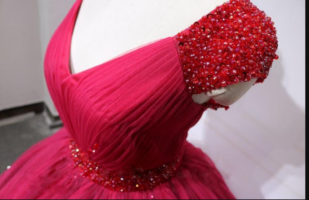 quinceanera red cinderella dress