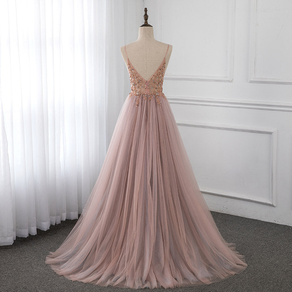 PL1103 Fancy Sexy Tulle Slit Lace Beading Prom Dresses Long Gown Vesti ...