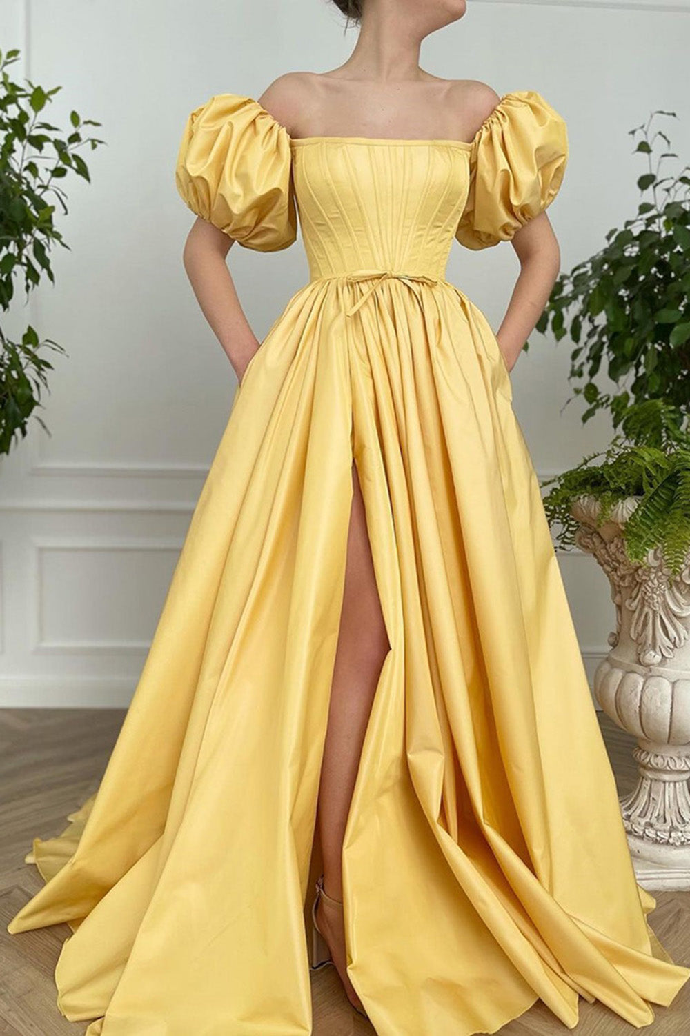 Vintage yellow 2024 prom dress