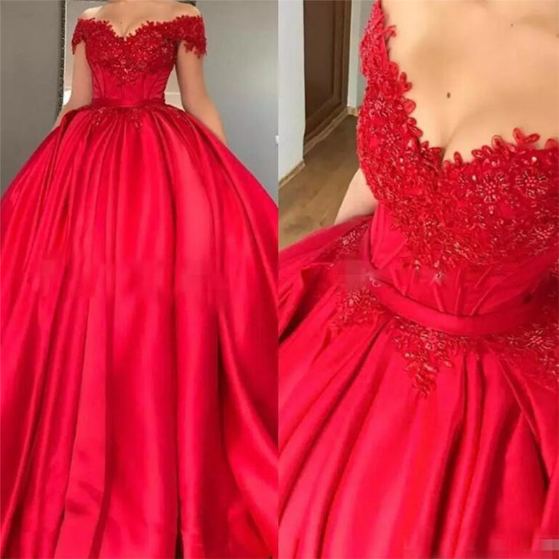 Luxury Ball Gown Wedding dress Burgundy Bridal Reception Dress Formal ...