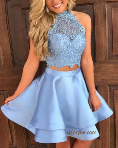 Beautiful Mint /Royal Blue Crop Top Prom Dress Girls 2 Pieces Ombre Be –  Siaoryne