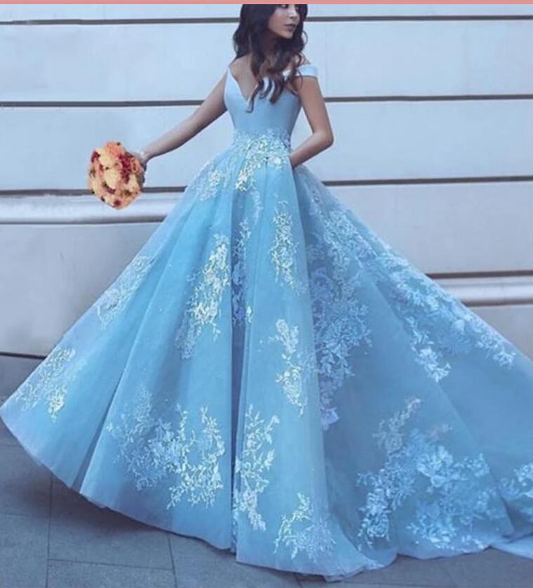 Dreamy Custom made Floral Lace A Line Wedding Dresses Princess Off the ...