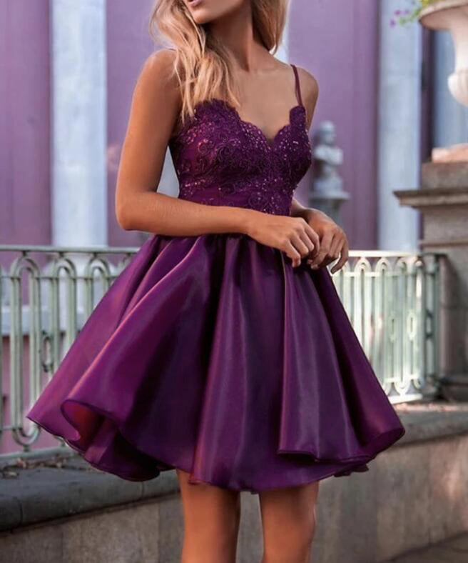 Dark purple short prom clearance dresses