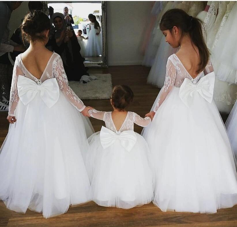 Couture Lace Satin Ivory Flower Girl Dress Communion Wedding Baby Party  Dress - Blush Kids Luxury Couture