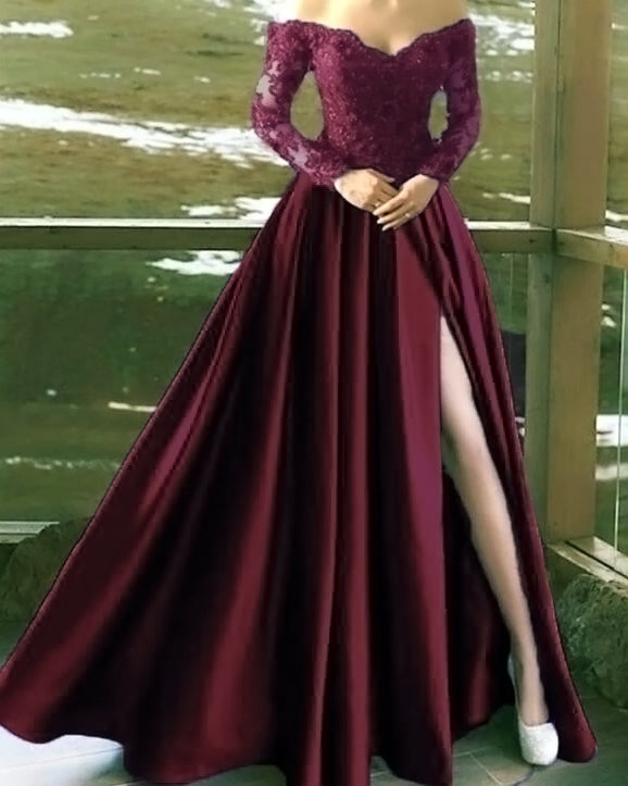 Wine Red /Royal /Yellow Elegant 2022 High Slit Women Prom Dresses Long –  Siaoryne