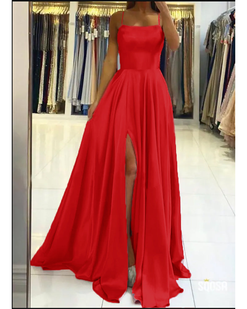Sexy Slit Leg Red Prom Dress Long Homecoming Dress Paty Gown Girls gra ...