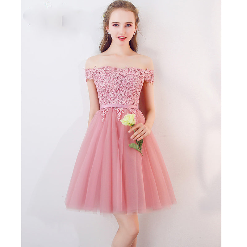 Pink Short Prom Dress For Teens Homecoming Semi Formal Gown Graduation Siaoryne