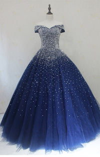 New Sparkle Princess Prom Dress Dark Royal Blue Cinderella ball gown L ...