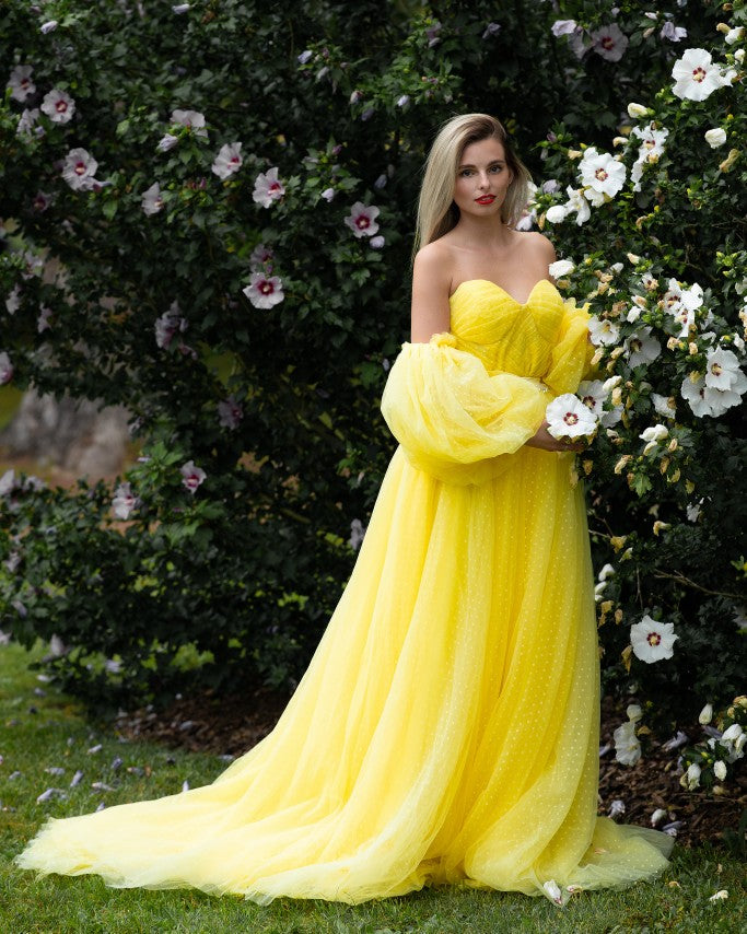 Poofy yellow clearance dress