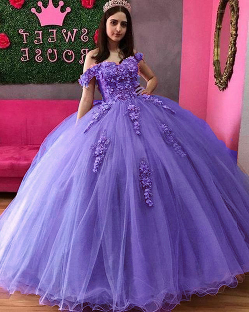 Lavender Pink Charming vestidos de 15 Quinceanera Dresses 3D Applique ...