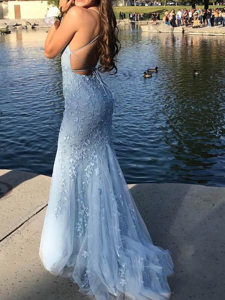 Blue Trumpet Prom Dresses